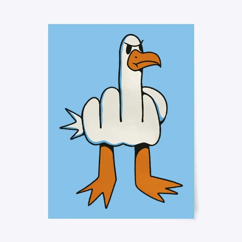 Funny Seagull with Middle Finger Body